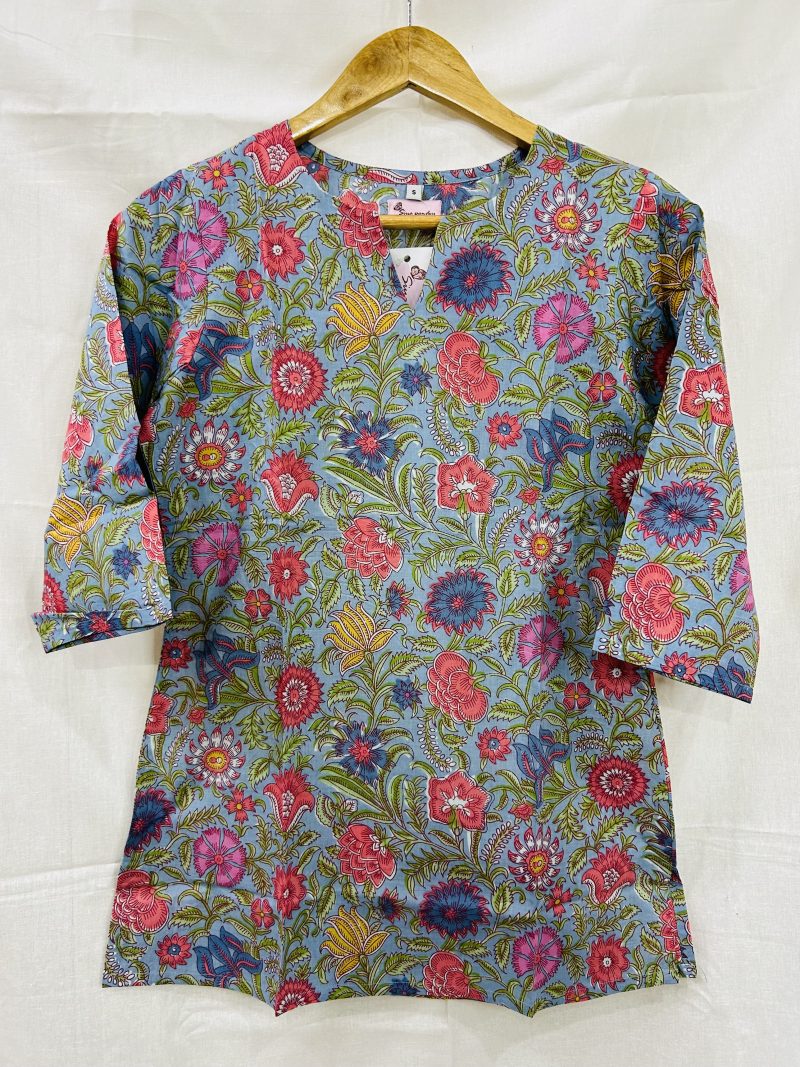 Light Blue Straight Short Kurti