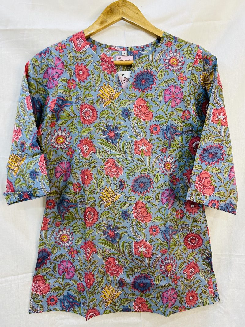 Light Blue Straight Short Kurti - Image 4