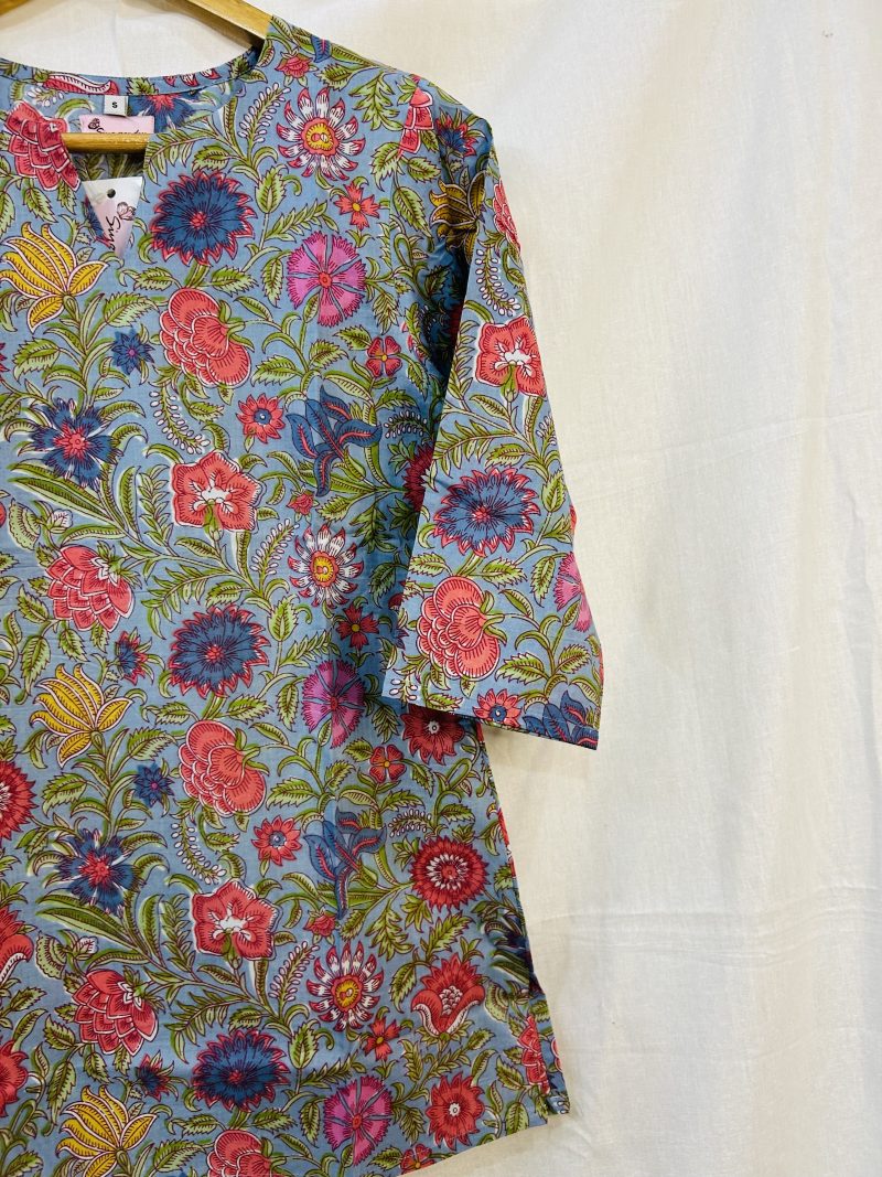 Light Blue Straight Short Kurti - Image 3