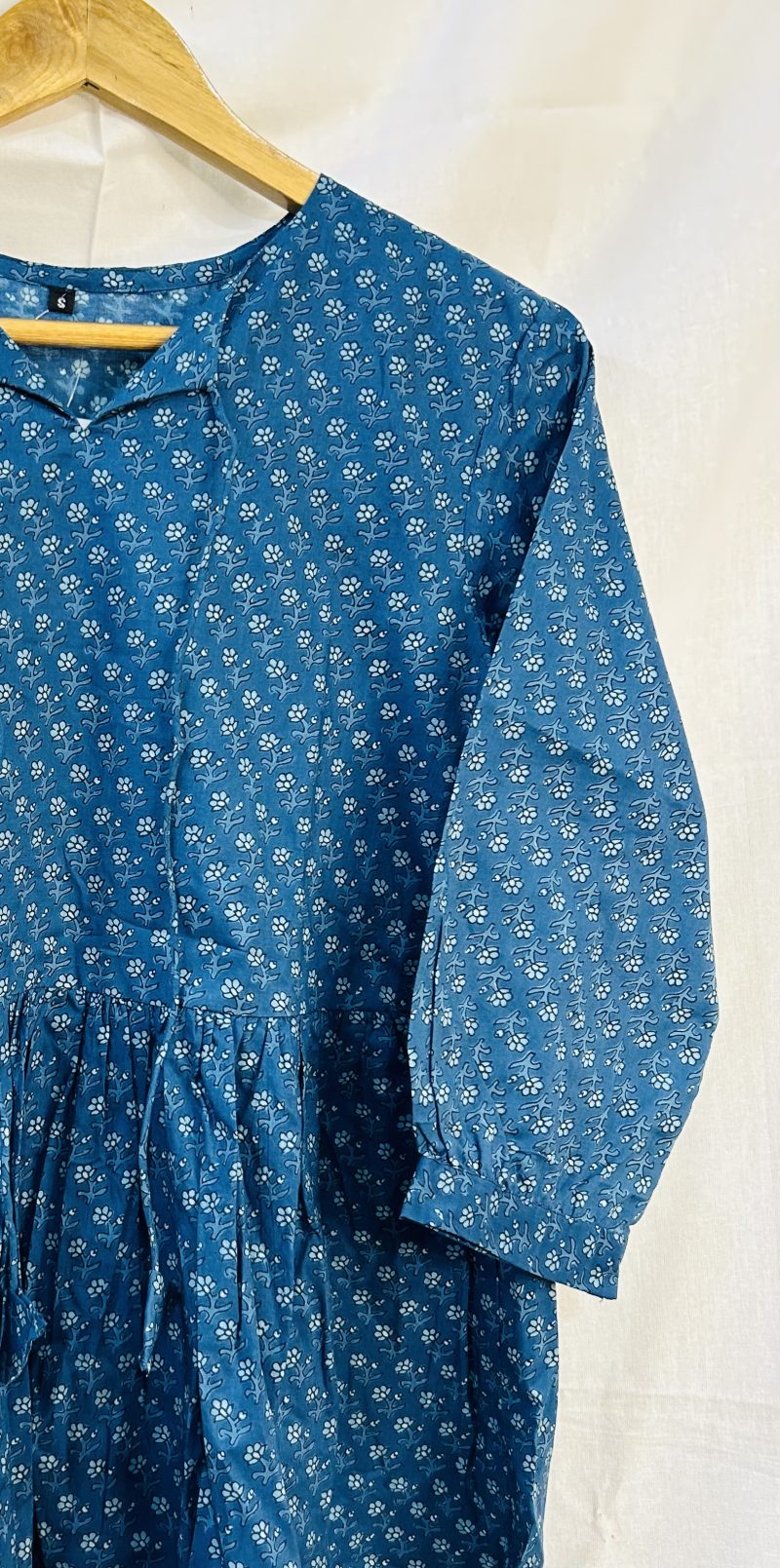 Blue Tie-Up Neck Peplum Top - Image 2