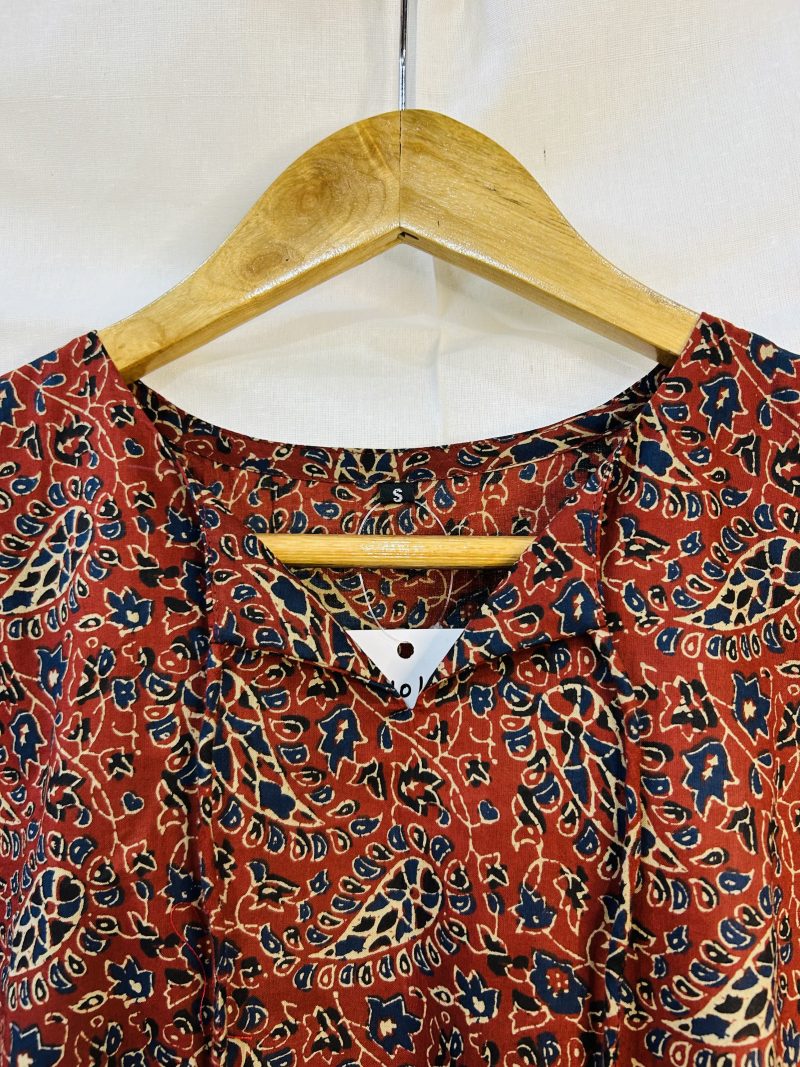 Brown Tie-Up Neck Peplum Top - Image 4