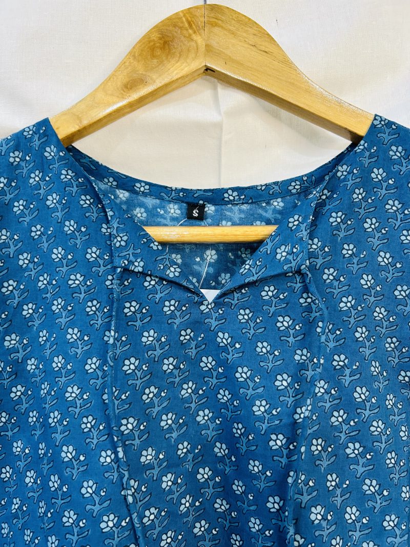 Blue Tie-Up Neck Peplum Top - Image 3